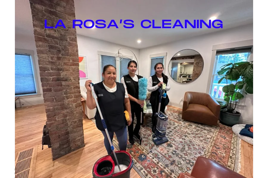 La Rosa's Cleaning Services team with company logo, serving Greater Cleveland